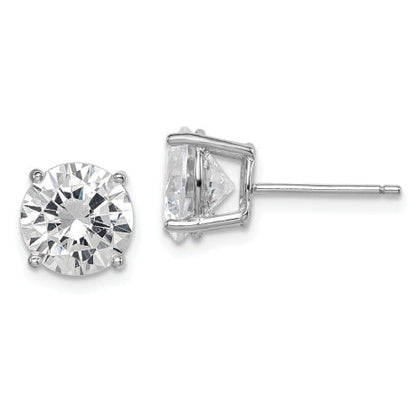 Sterling Silver Rhodium-plated Round CZ 8mm Post Earrings