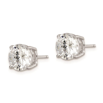 Sterling Silver Rhodium-plated Round CZ 8mm Post Earrings