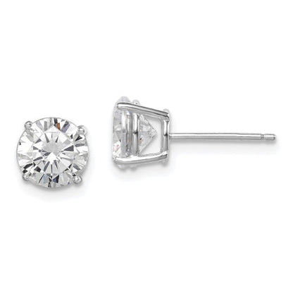 Sterling Silver Rhodium-plated Round CZ 7mm Post Earrings