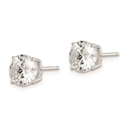 Sterling Silver Rhodium-plated Round CZ 7mm Post Earrings