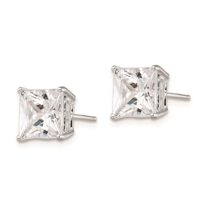 Sterling Silver Rhodium-plated CZ 8mm Square Post Earrings