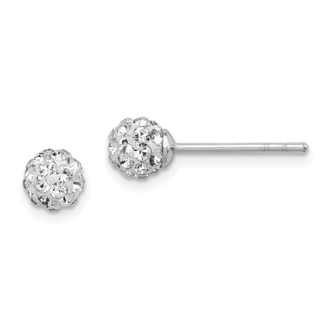 Sterling Silver Rhodium Plated Stellux Crystal Ball Post Earrings