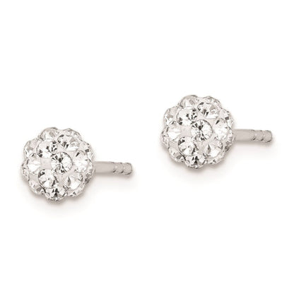 Sterling Silver Rhodium Plated Stellux Crystal Ball Post Earrings