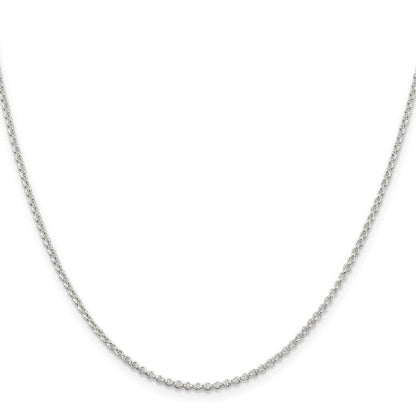 Sterling Silver Rhodium-plated 1.5mm Rolo Chain w/2in ext.