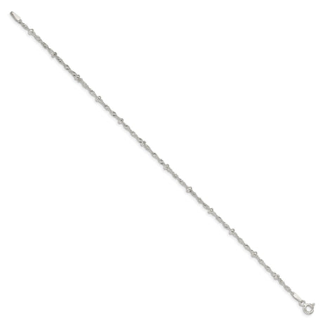 Sterling Silver 2.5mm Singapore w/ Beads Chain Anklet