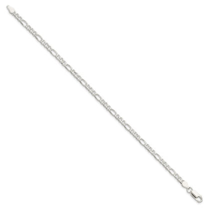 Sterling Silver 4mm Pav������������������ Flat Figaro Chain