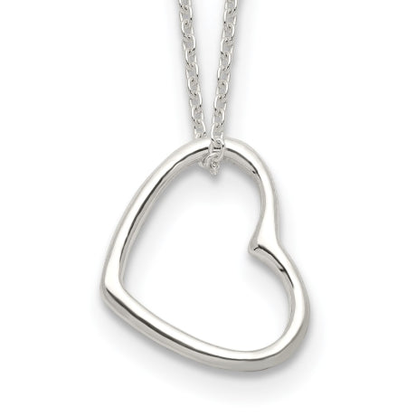 Sterling Silver Heart 14 IN w/2 In EXT Necklace