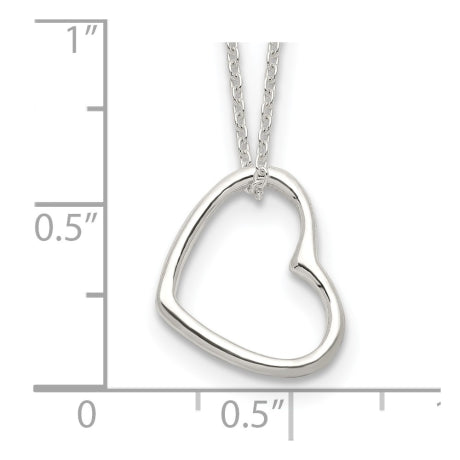 Sterling Silver Heart 14 IN w/2 In EXT Necklace