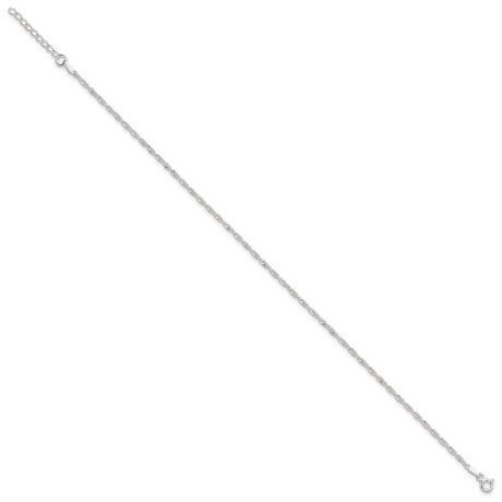 Sterling Silver 9 in Singapore Plus 1in ext. Chain Anklet