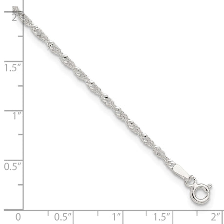 Sterling Silver 9 in Singapore Plus 1in ext. Chain Anklet