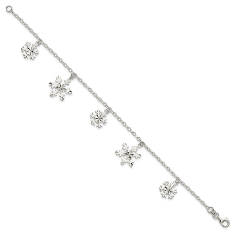 Sterling Silver Diamond-Cut Snowflake Bracelet