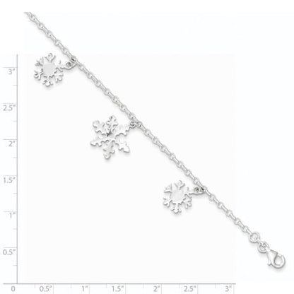 Sterling Silver Diamond-Cut Snowflake Bracelet