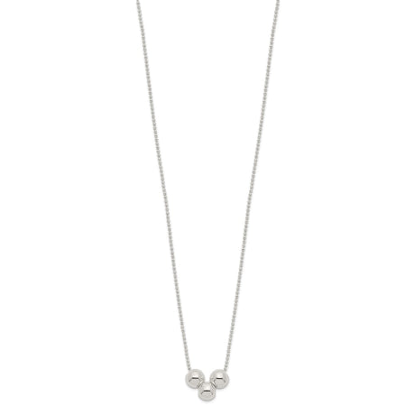 Sterling Silver Polished 3 Bead Necklace