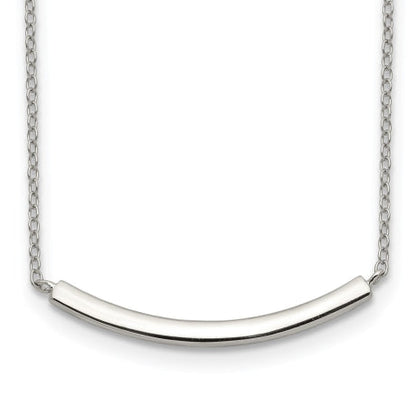 Sterling Silver Rhodium-plated w/2in ext. Bar Necklace