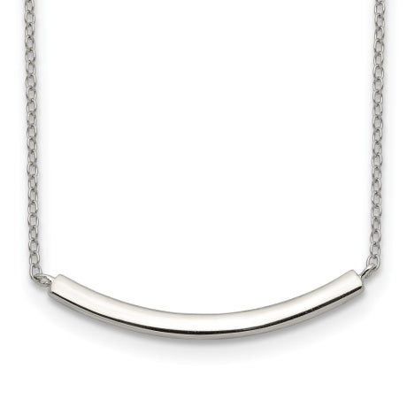 Sterling Silver Rhodium-plated w/2in ext. Bar Necklace