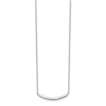 Sterling Silver Rhodium-plated w/2in ext. Bar Necklace