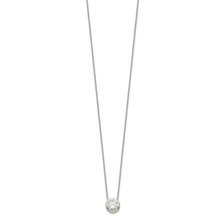 Sterling Silver Polished 9mm Bezel CZ Necklace