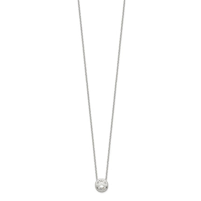 Sterling Silver Polished 9mm Bezel CZ Necklace