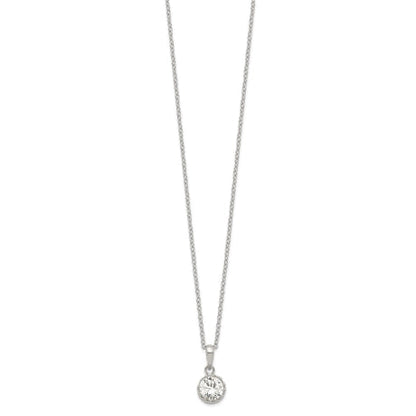 Sterling Silver Rhodium-plated Polished CZ Necklace