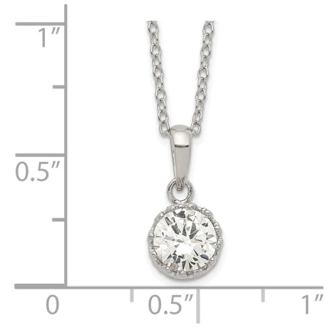 Sterling Silver Rhodium-plated Polished CZ Necklace