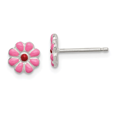 Sterling Silver Madi K Enamel Flower Post Earrings