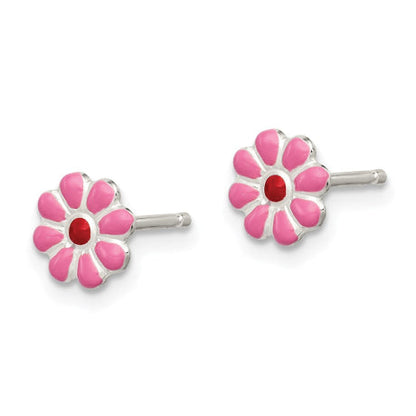 Sterling Silver Madi K Enamel Flower Post Earrings