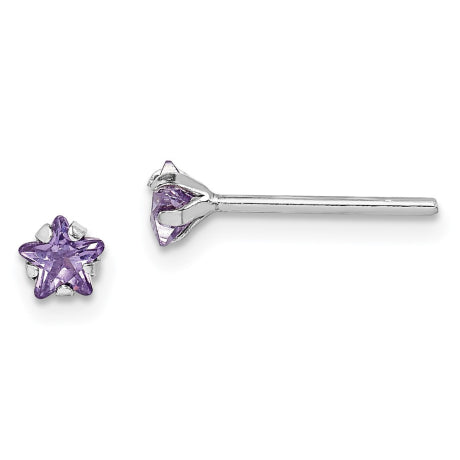 Sterling Silver Madi K RH Plated Purple Star CZ Post Earrings