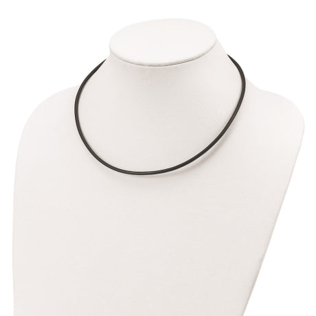 Sterling Silver 3mm Black Leather Necklace