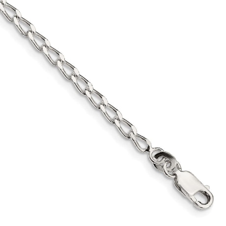 Sterling Silver 2.8mm Open Elongated Link Chain Anklet