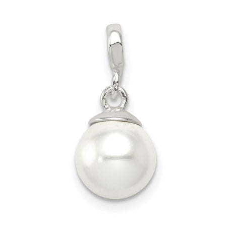 Sterling Silver Simulated White Pearl Enhancer