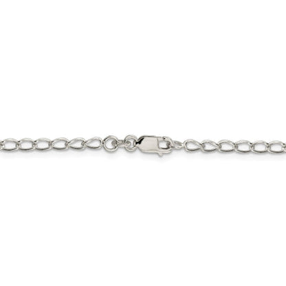 Sterling Silver 3mm Half Round Wire Open Curb Chain Anklet