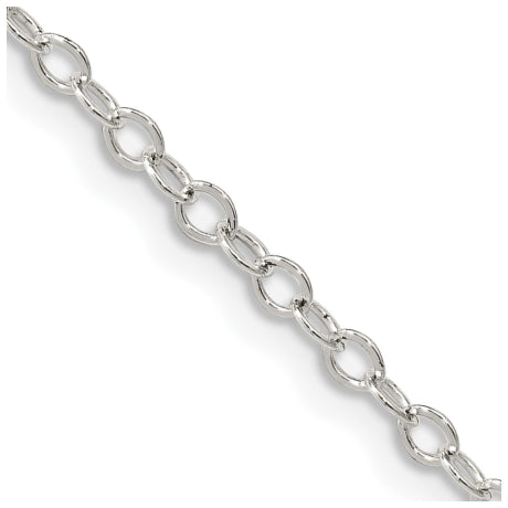 Sterling Silver 2.5mm Flat Open Oval Cable Chain