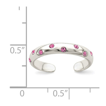 Sterling Silver Pink CZ Toe Ring