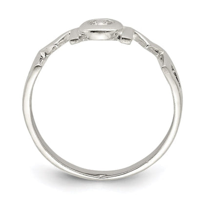 Sterling Silver & CZ Polished Mom Ring