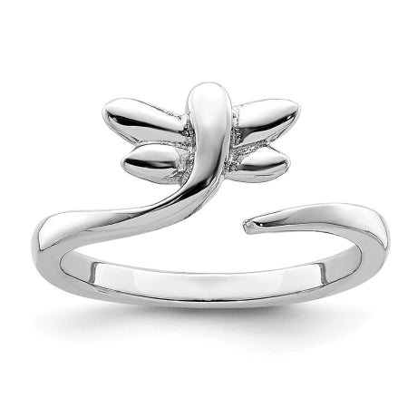 Sterling Silver Rhodium-plated Dragonfly Toe Ring