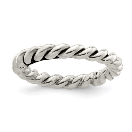 Sterling Silver Polished Twisted 3mm Women's Ring