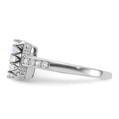 Sterling Silver Rhodium-plated Polished CZ Ring