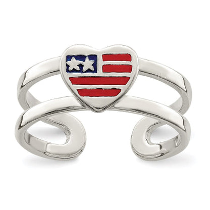 Sterling Silver Enameled Flag Heart Toe Ring