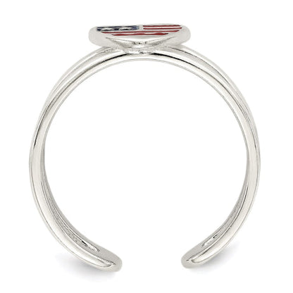 Sterling Silver Enameled Flag Heart Toe Ring