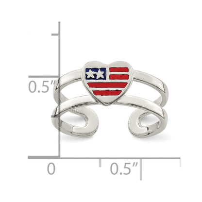 Sterling Silver Enameled Flag Heart Toe Ring