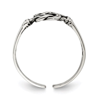 Sterling Silver Antiqued Love Knot Toe Ring