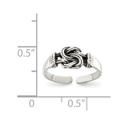 Sterling Silver Antiqued Love Knot Toe Ring