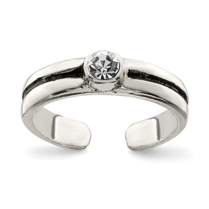 Sterling Silver CZ Antiqued Toe Ring