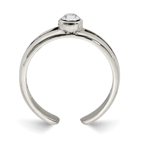 Sterling Silver CZ Antiqued Toe Ring