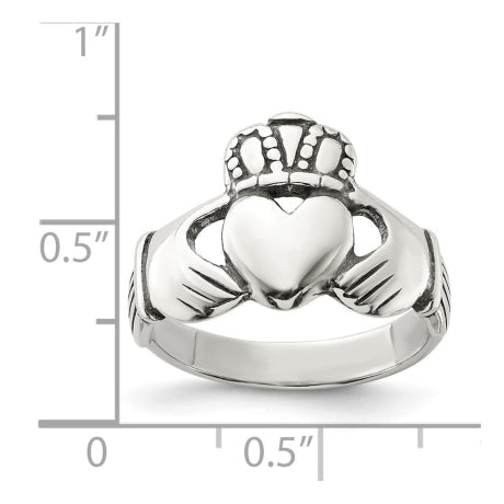 Sterling Silver Antiqued Claddagh Ring