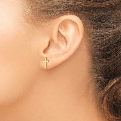 14k Polished Cross Earrings