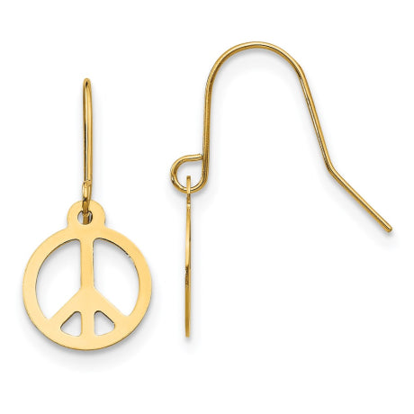 14k Madi K Peace Sign Dangle Earrings