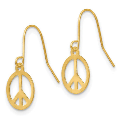 14k Madi K Peace Sign Dangle Earrings