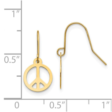 14k Madi K Peace Sign Dangle Earrings