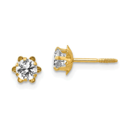 14k Madi K 4mm Synthetic (Apr) Screwback Earrings